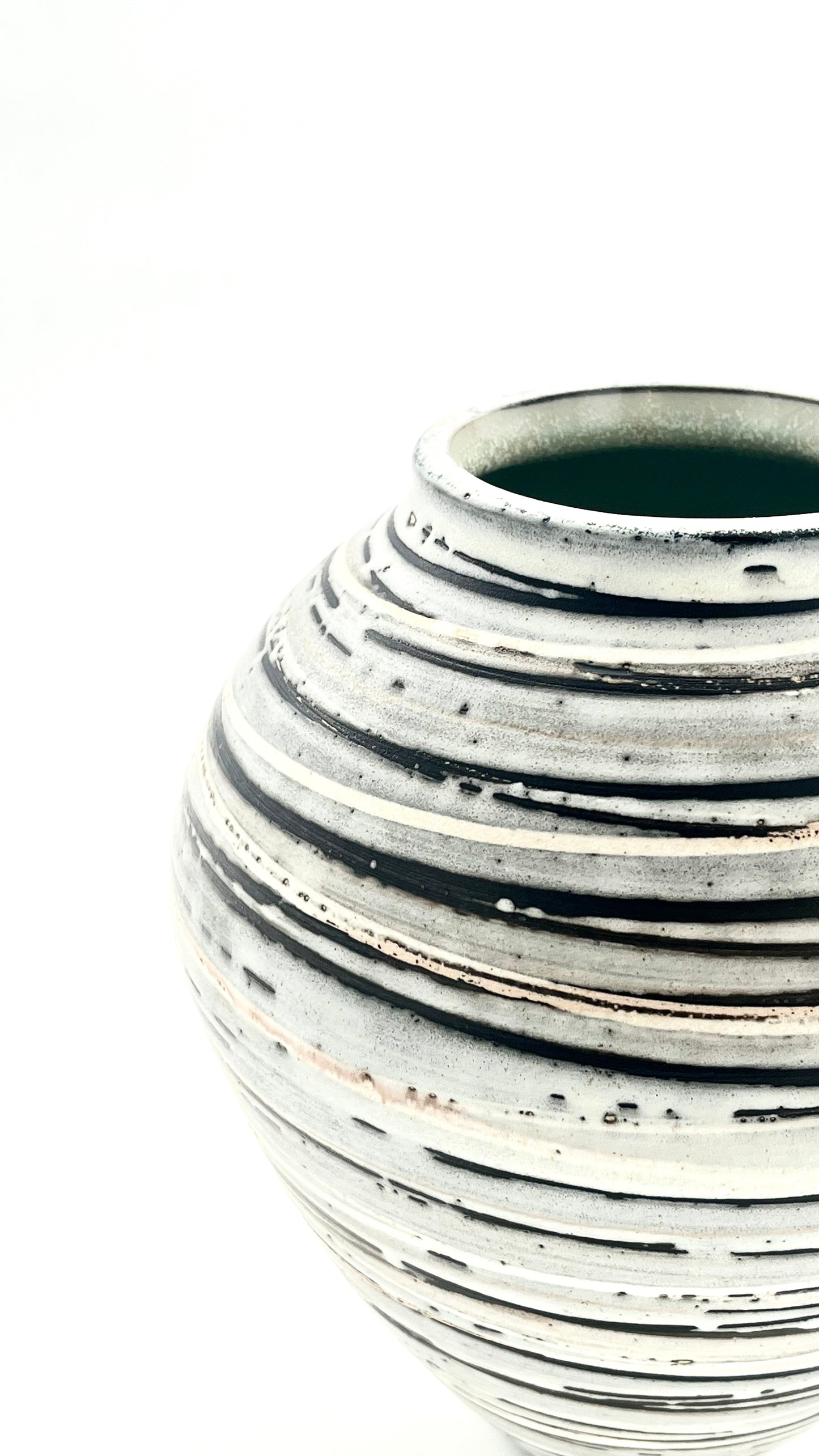 White Striped Moon Jar