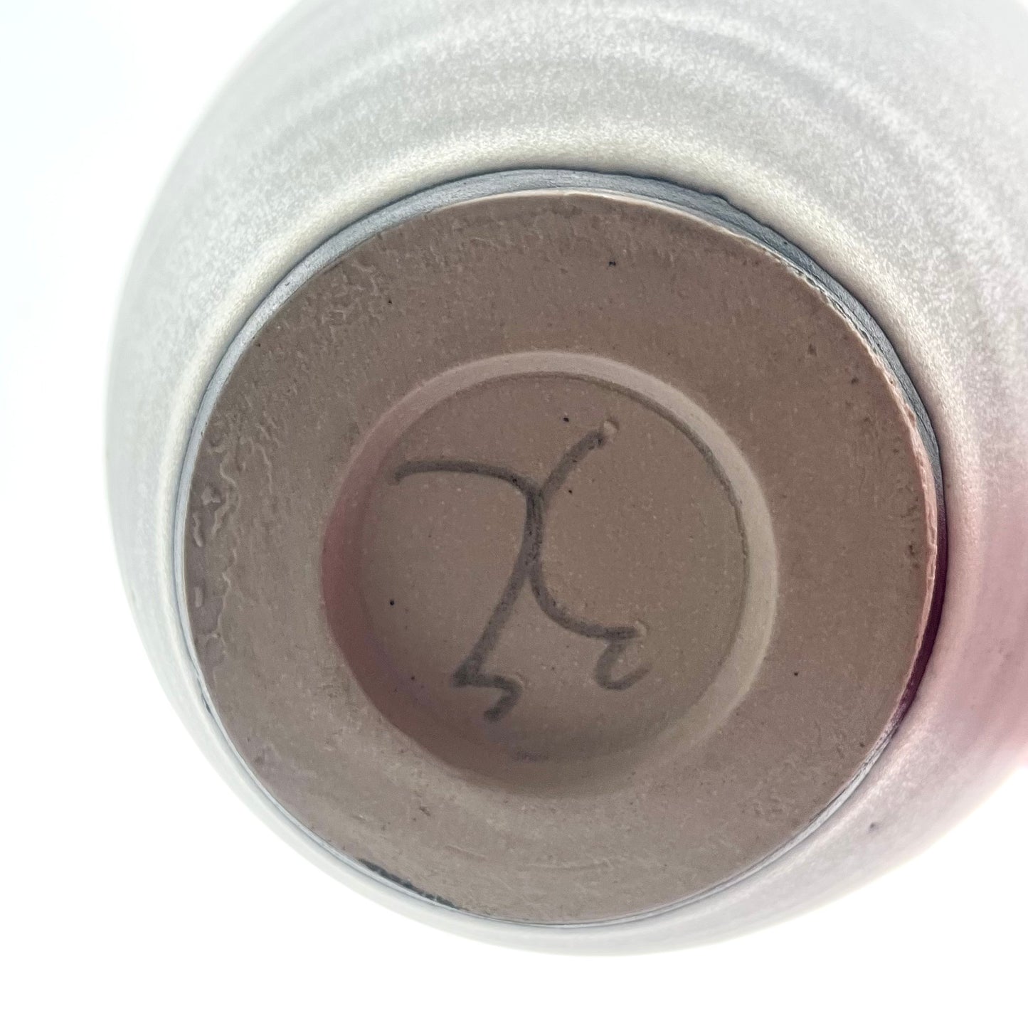 White Striped Vessel with Textured Neck