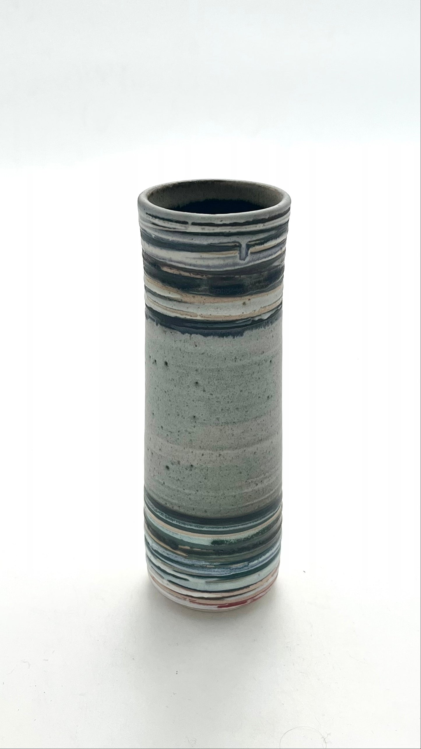 White Flecked Striped Stem Vase