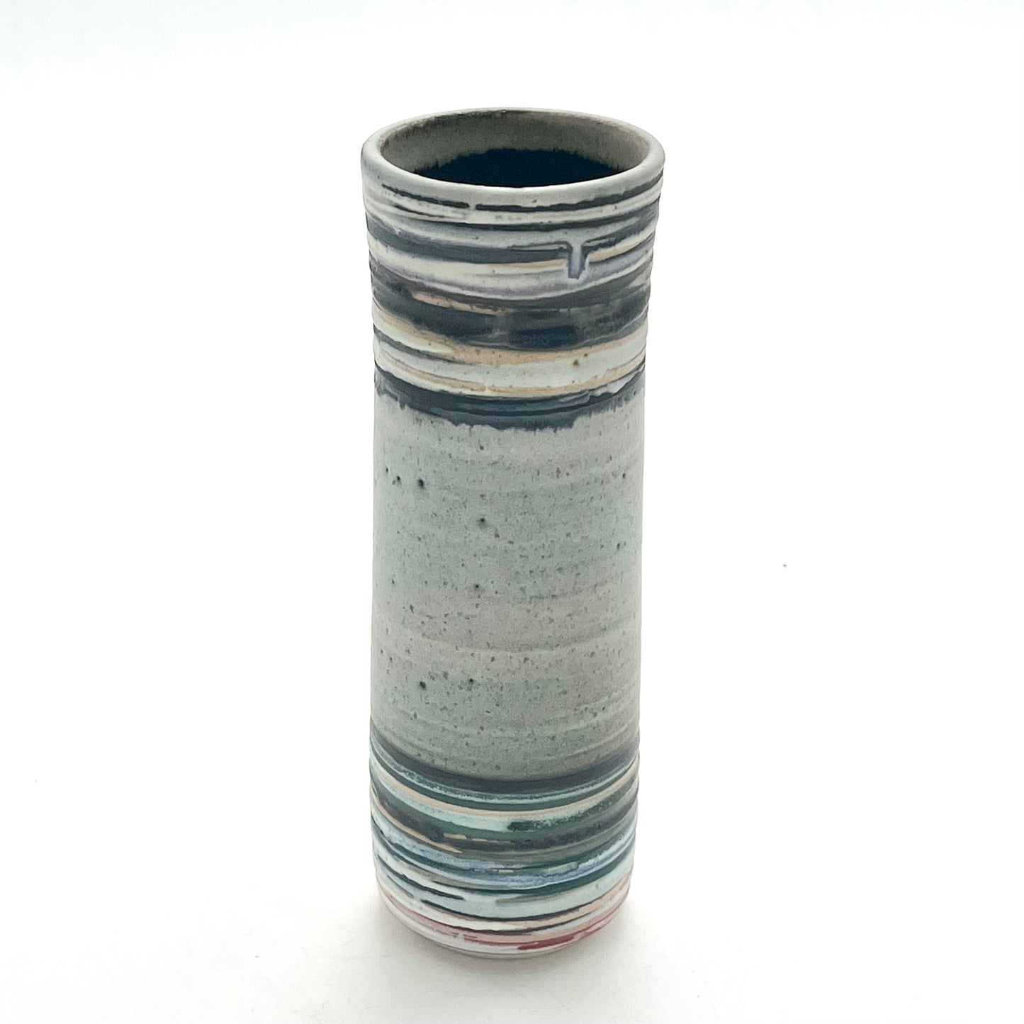 White Flecked Striped Stem Vase