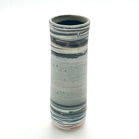 White Flecked Striped Stem Vase