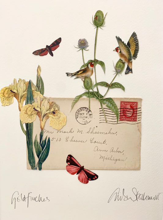 Goldfinches Original Collage