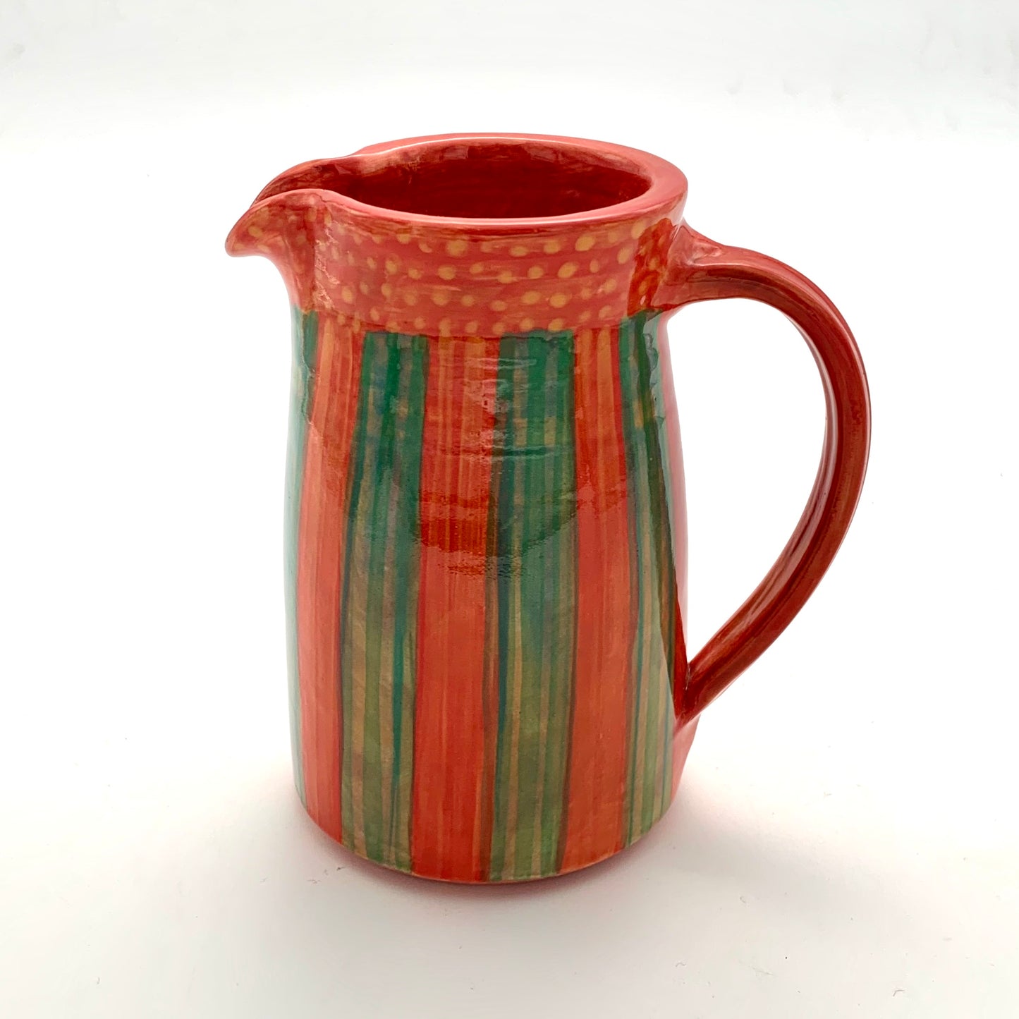 Large Red and Green Stripey Jug