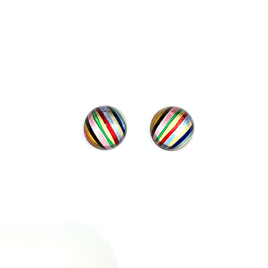 Pastel Candystripe Round Stud Earrings