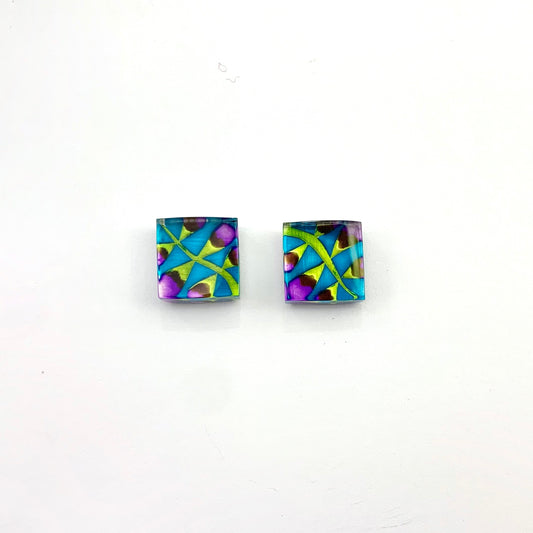 Fern Square Stud Earrings