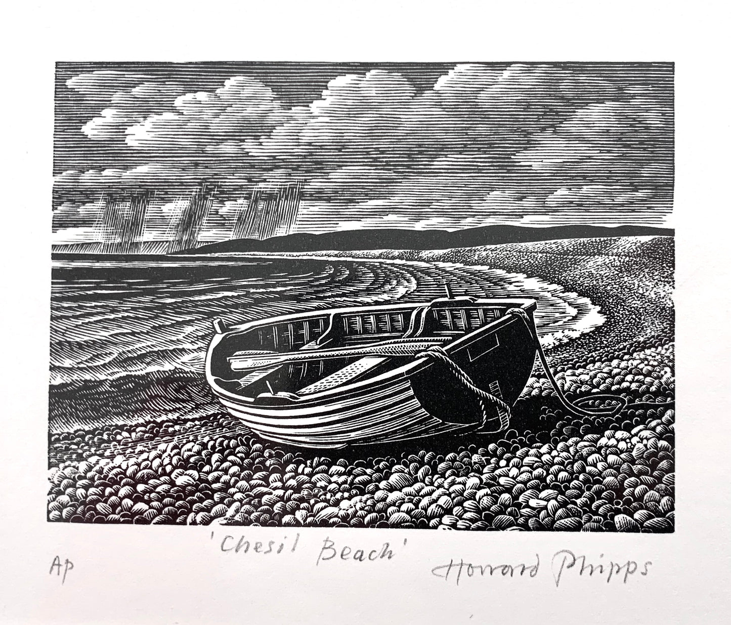 'Chesil Beach' Wood Engraving