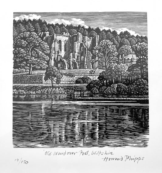 'Old Wardour Pool, Wiltshire' Wood Engraving