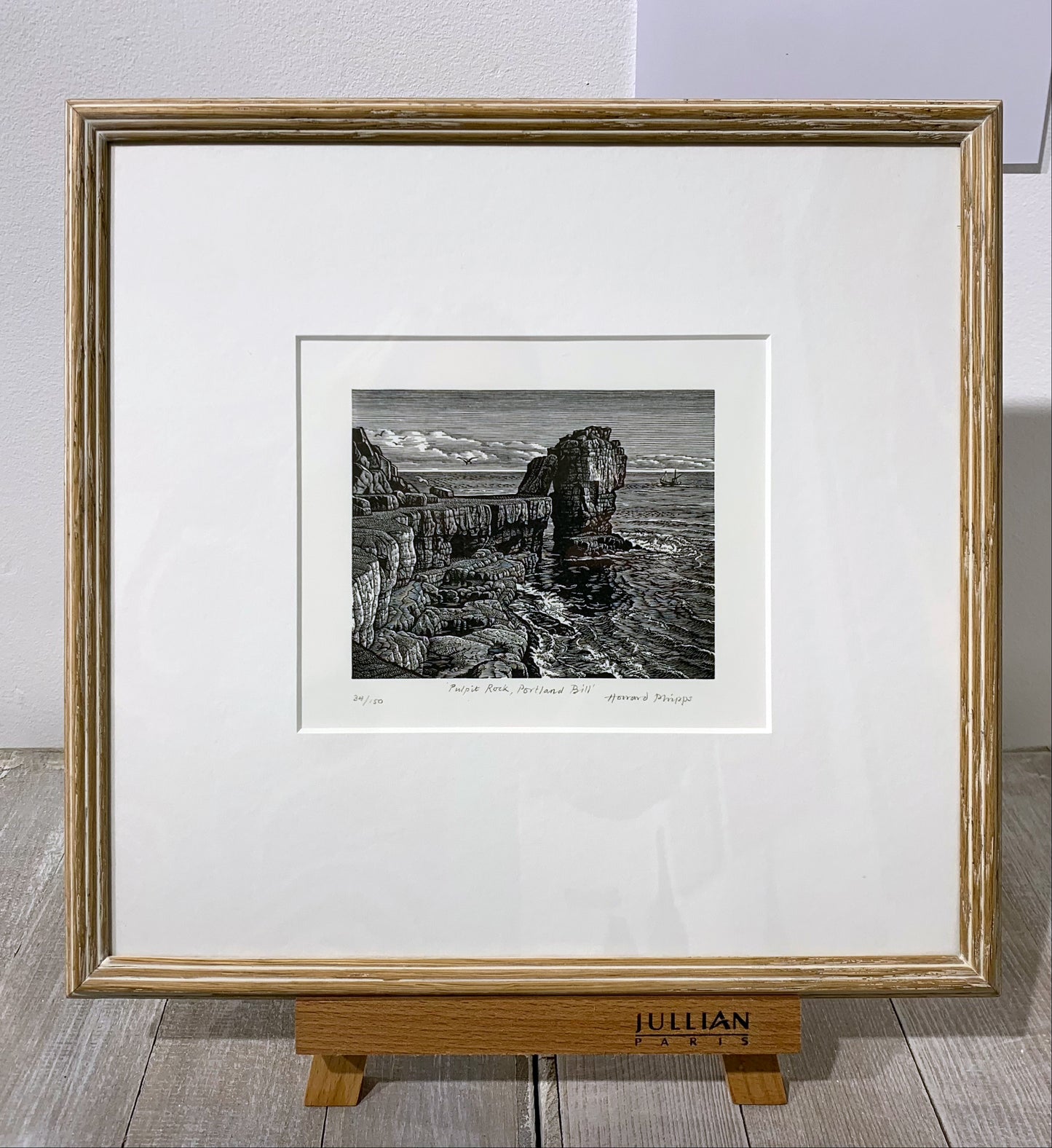 'Pulpit Rock, Roche Court' Wood Engraving - Framed