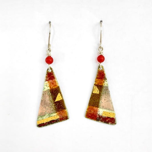 Red Triangle Earrings