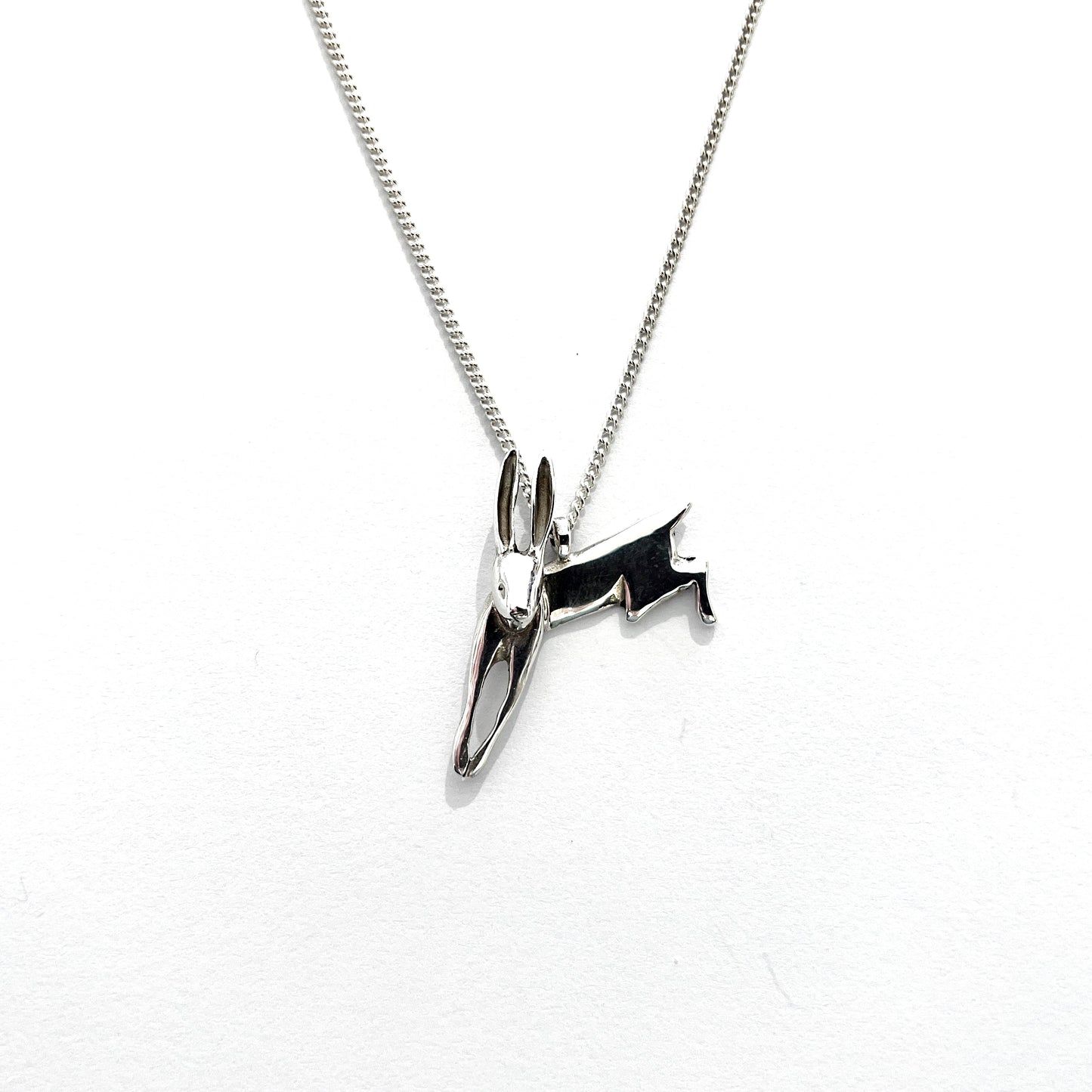 Silver hare pendant by Bridget Wheatley