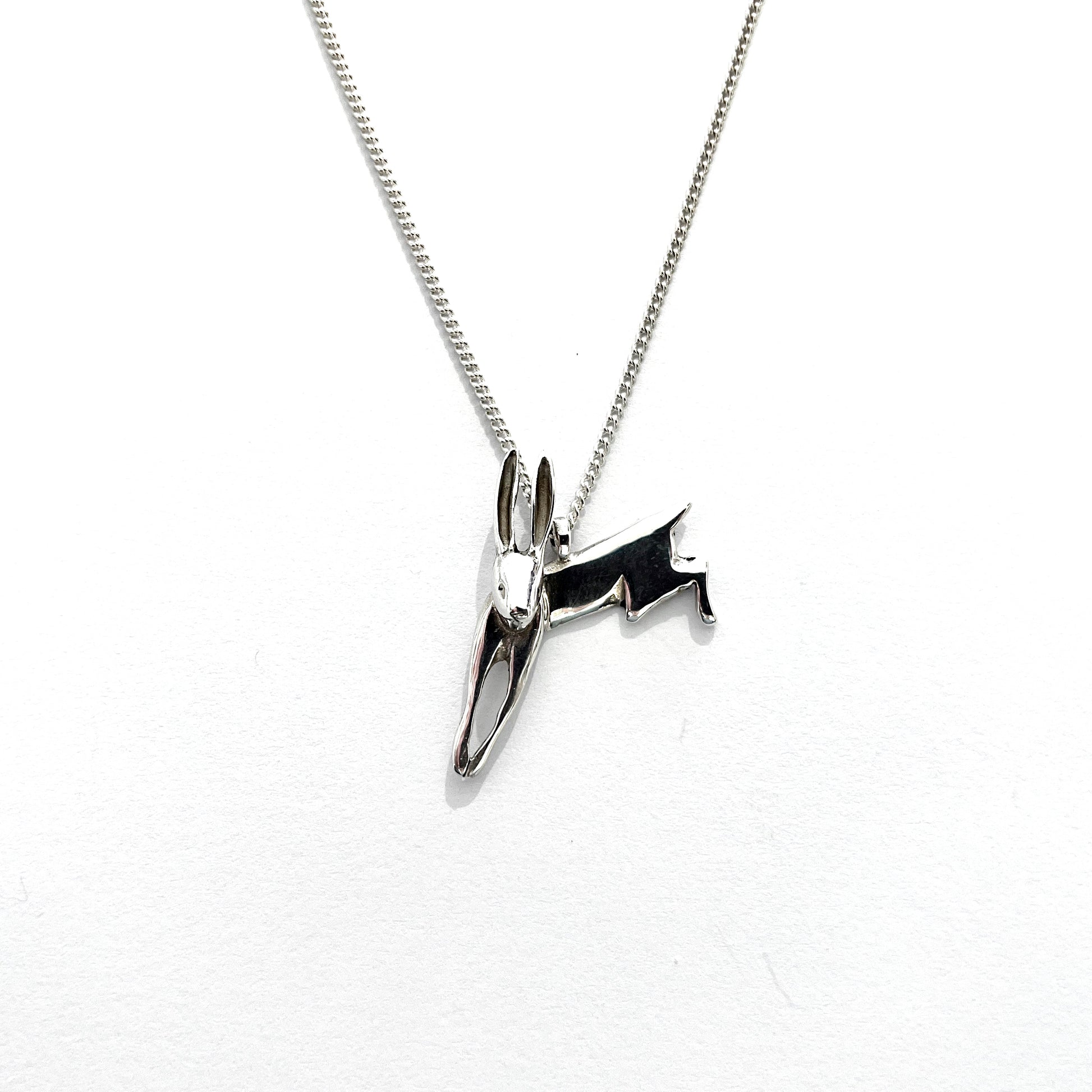 Silver hare pendant by Bridget Wheatley
