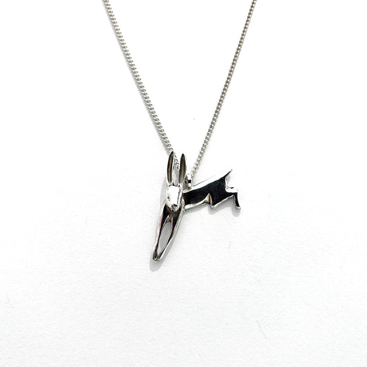 Silver hare pendant by Bridget Wheatley