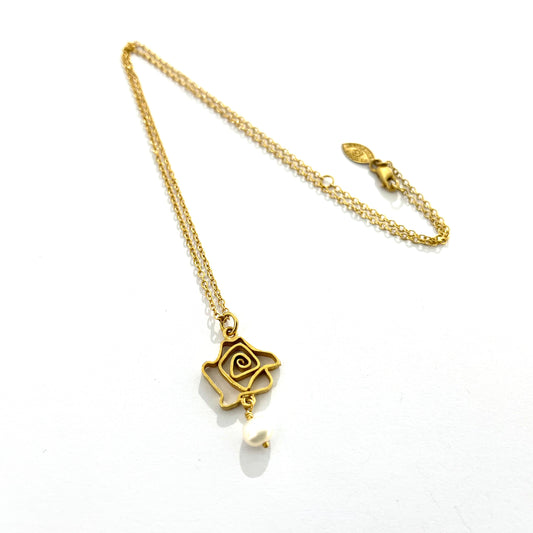 Rose Pendant with Pearl