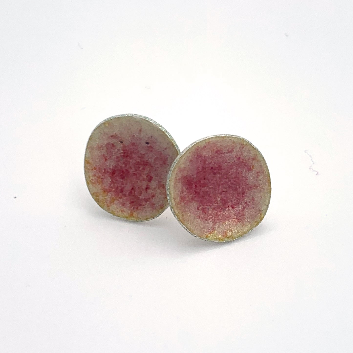 Pink Enamelled Stud Earrings