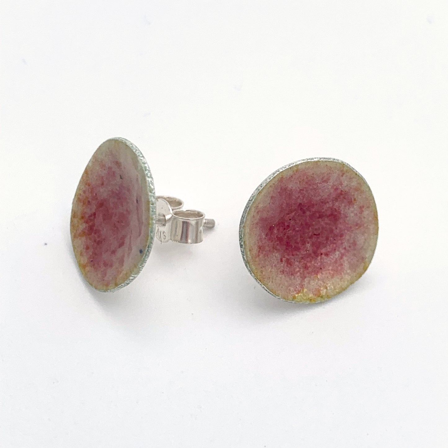 Pink Enamelled Stud Earrings