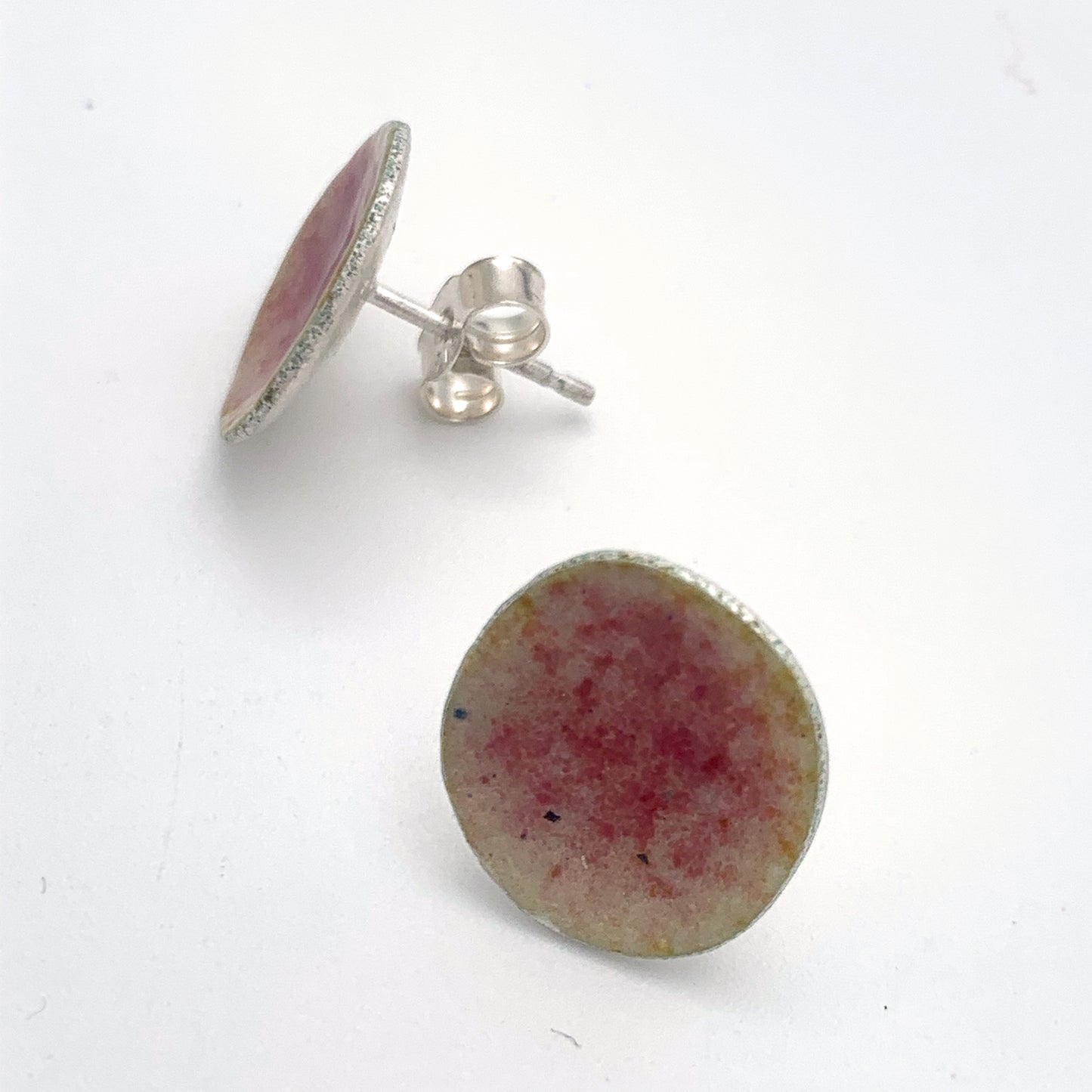 Pink Enamelled Stud Earrings