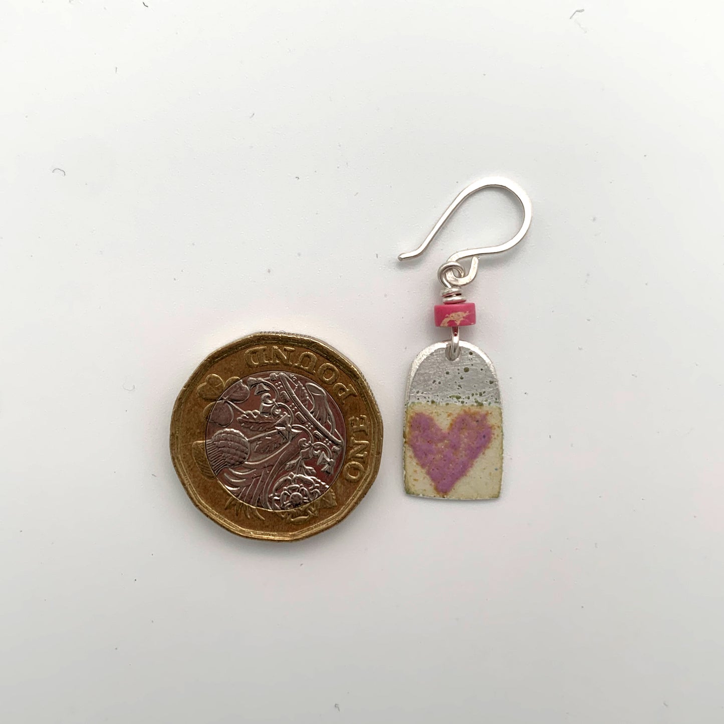 Pink Heart Enamel Earrings