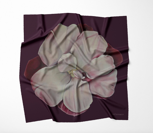 Purple Camellia Large Silk Scarf