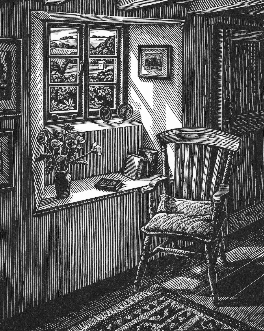 'Sunlit Interior' Wood Engraving - Framed