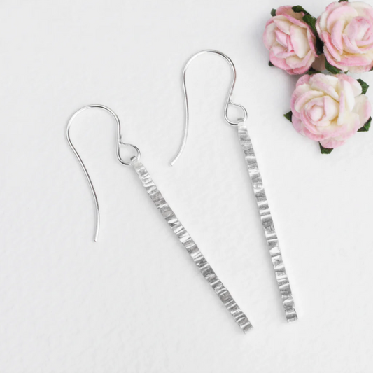 Hammered Silver Drop Earrings