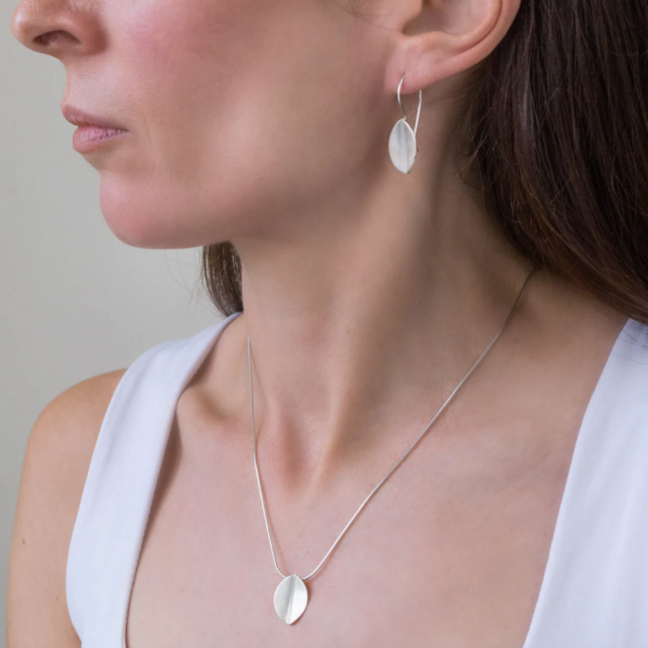 Brushed Silver Leaf Earrings