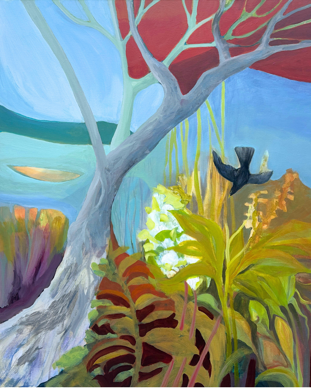 A Blackbird Swoops Down