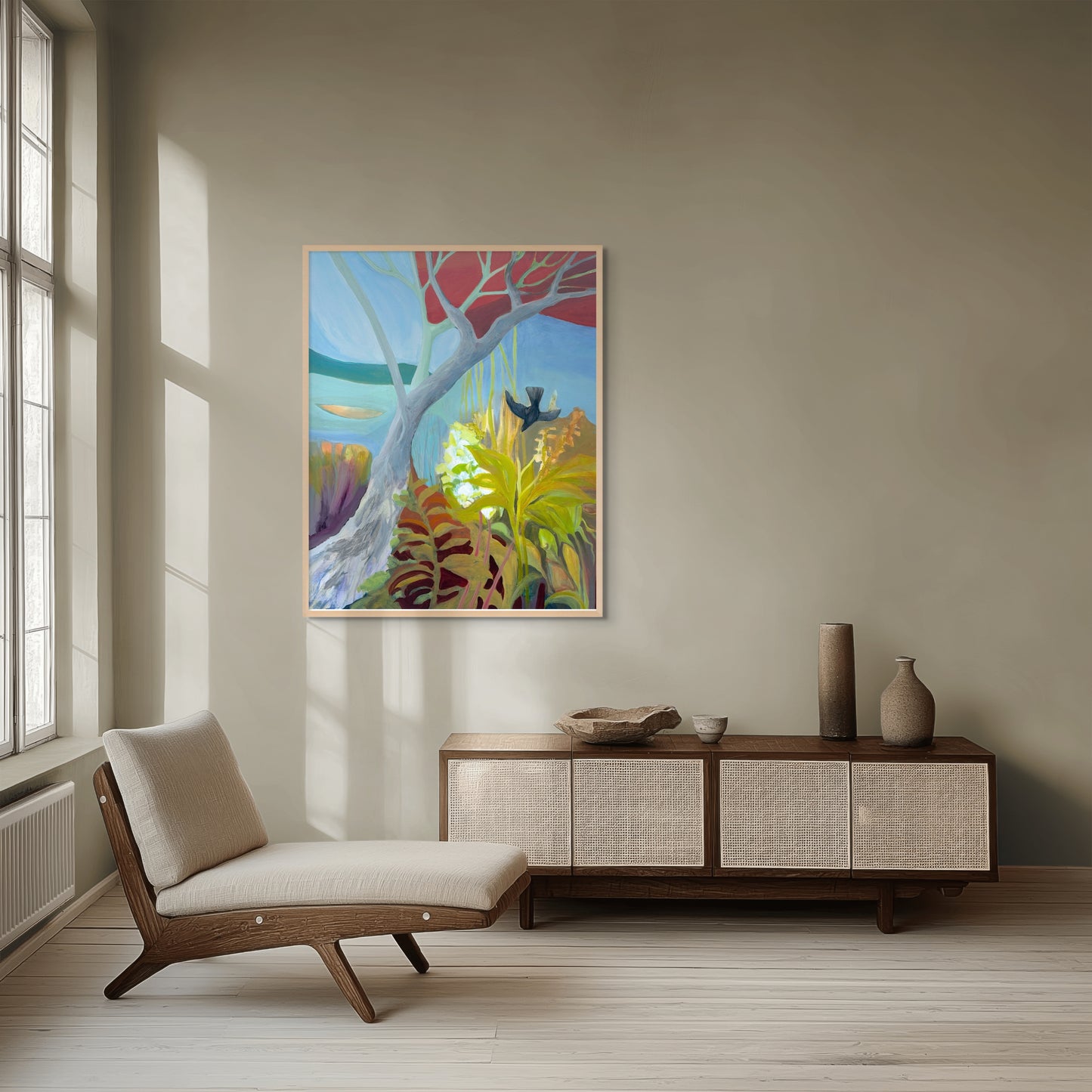 A Blackbird Swoops Down