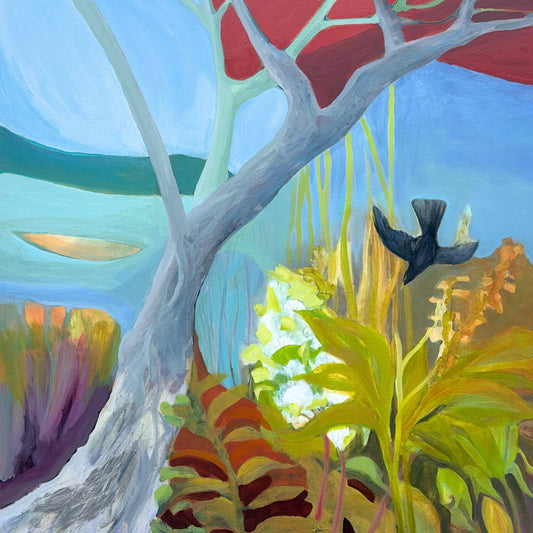 A Blackbird Swoops Down